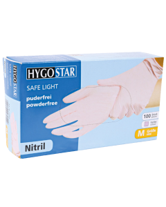 HYGOSTAR Safe Light nitrile gloves powder-free Pink M, 100tk